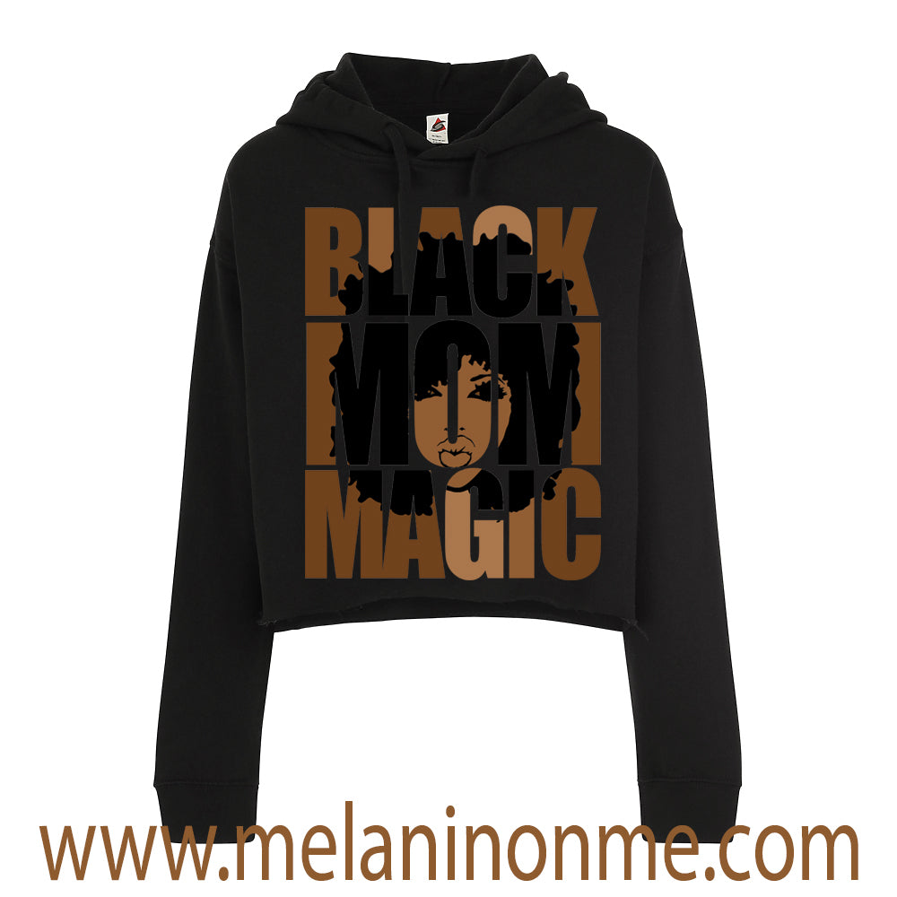 Black Mom Magic Crop Hoodie