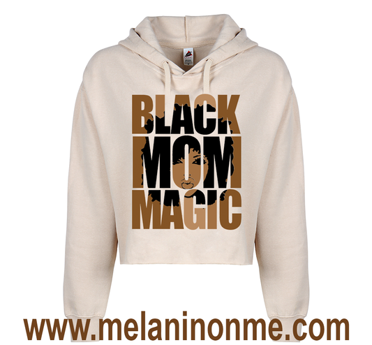 Black Mom Magic Crop Hoodie